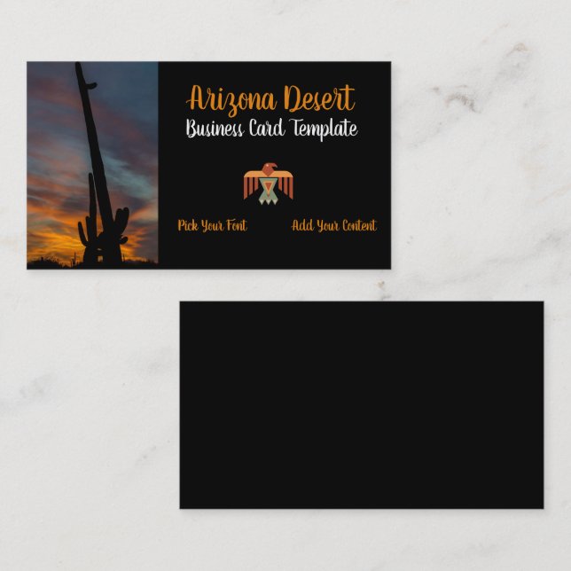 Southwestern Style Wüste Sunset Business Card Visitenkarte (Vorne/Hinten)