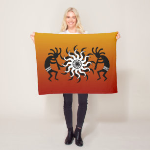 Southwestern Sunset Kokopelli Tribal Wüste Sun Fleecedecke