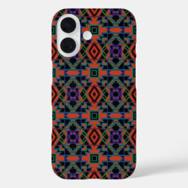 Southwestern Symmetrical Tiled Pattern Line Art iPhone 16 Hülle