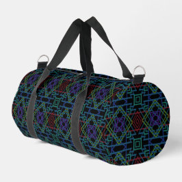 Southwestern Symmetrical Tiled Pattern Line Art Duffle Bag