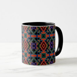 Southwestern Symmetrical Tiled Pattern Line Art Tasse