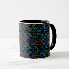 Southwestern Symmetrical Tiled Pattern Line Art Tasse