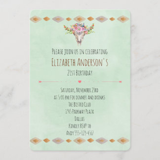 Southwestern Tribal Boho Themed Birthday Einladung