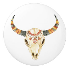 Southwestern Tribal Bull Skull 1 Keramikknauf