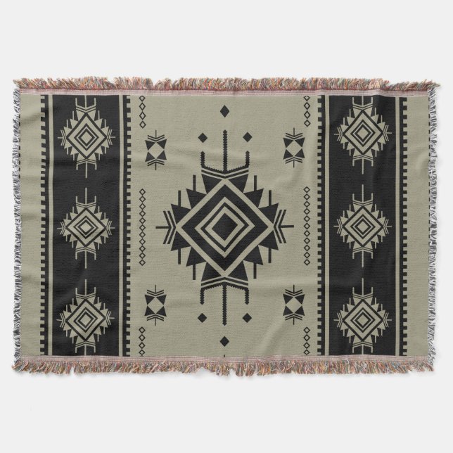 Southwestern Tribal Geometric Woven Rug - Boho Hom Decke (Vorderseite)