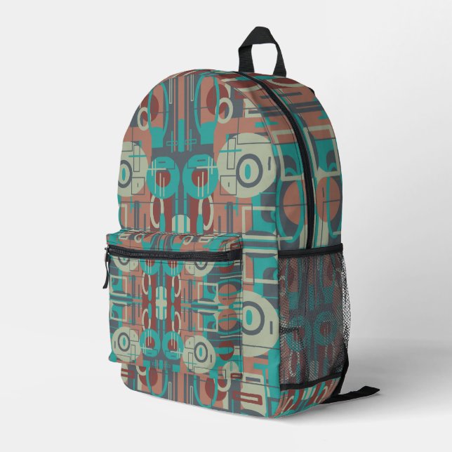 Southwestern Tribal Geometrie Abstrakte Formen Bedruckter Rucksack (Rückseitige Ecke Rechts)