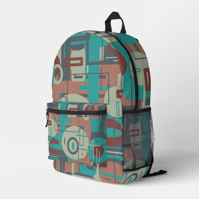 Southwestern Tribal Geometrie Abstrakte Formen Bedruckter Rucksack (Rückseitige Ecke Rechts)