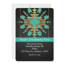 Southwestern Turquoise Gold & Black Einladungen