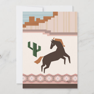 Southwestern Wild Brown Horse & Cactus Blank Einladung