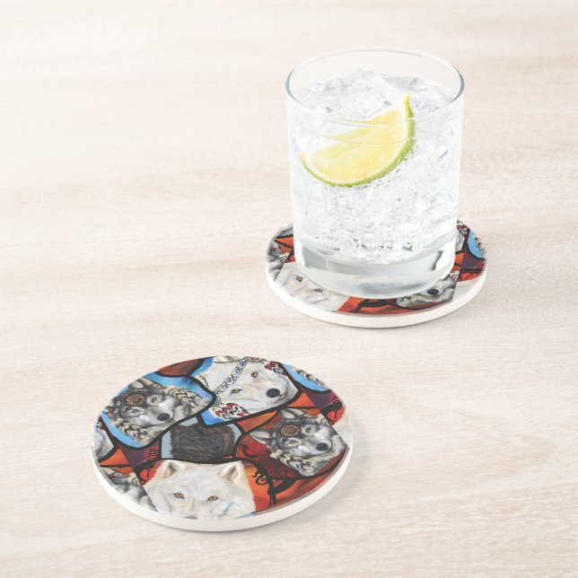 SOUTHWESTLICHE WOLFKUNST GETRÄNKEUNTERSETZER (Seite)