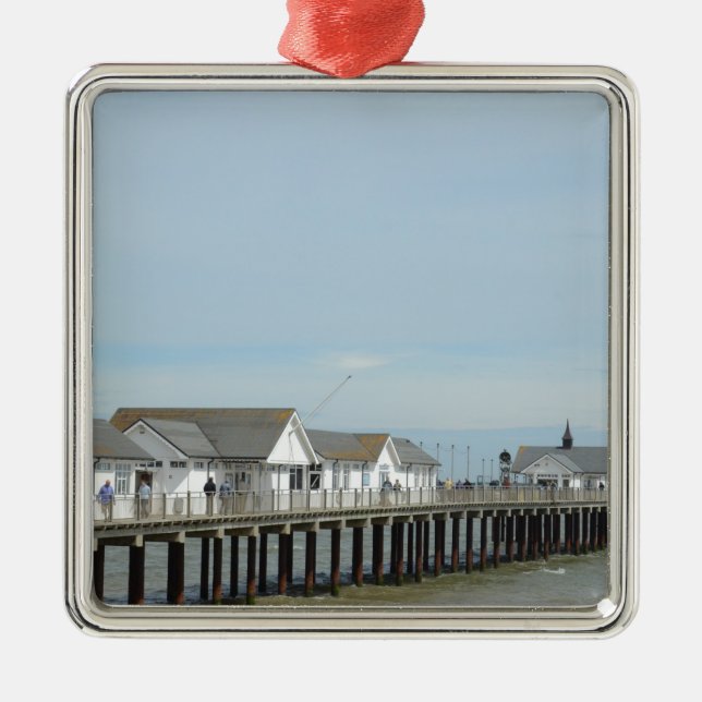 Southwold Pier Suffolk Silbernes Ornament (Vorne)