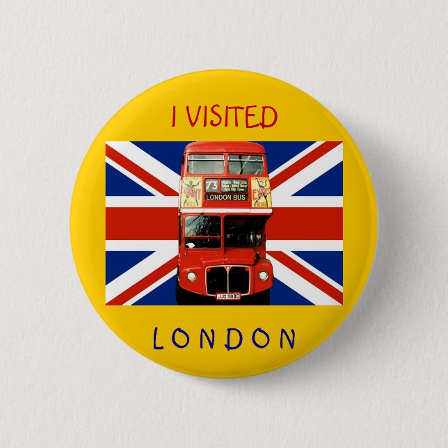 Souvenir Abzeichen mit Bus und Britischer Flagge Button (Vorderseite)