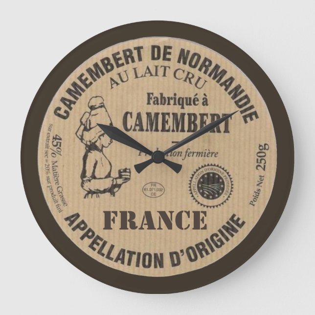 Souvenir de France: Le camembert Große Wanduhr (Vorderseite)