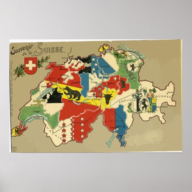 Souvenir de la Suisse, Vintag Poster (Vorne)