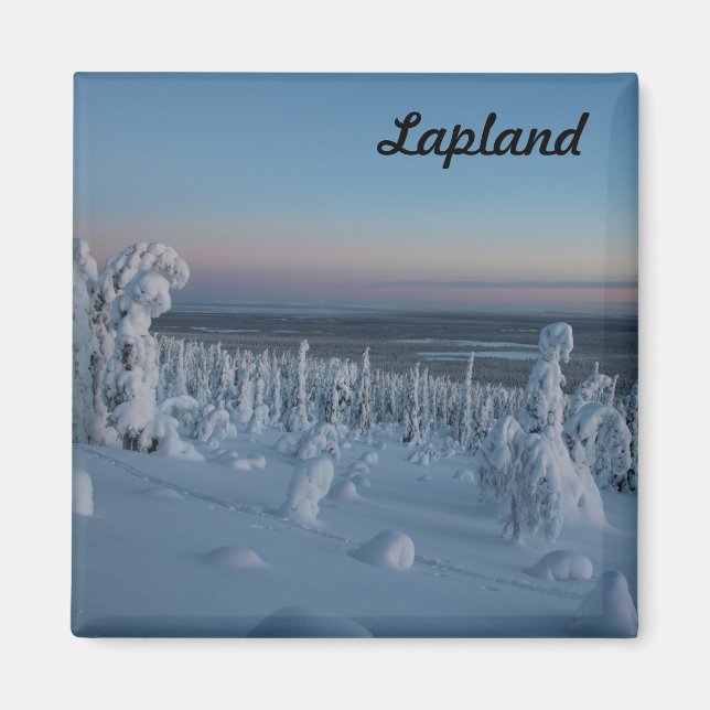 Souvenir Forêt enneigée de Laponie Magnet (Vorne)