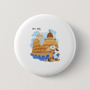 Souvenir Italien Kinder Mädchen Auf Fahrrad Sagt C Button