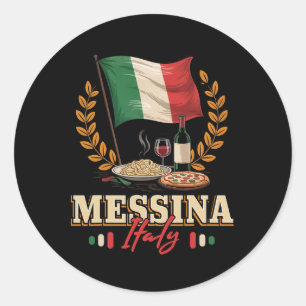 Souvenir Messina Italien Urlaub Italienische Flagg Runder Aufkleber