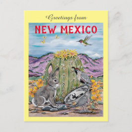 Souvenir New Mexico Southwest Animal Cactus Art Postkarte