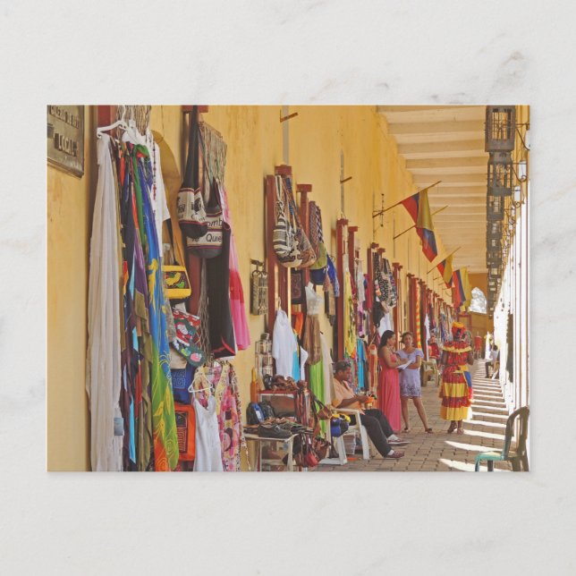 Souvenir Shops in Cartagena Kolumbien Postkarte (Vorderseite)