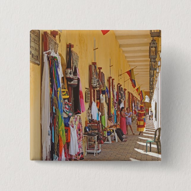 Souvenirladen in Cartagena Kolumbien Button (Vorderseite)