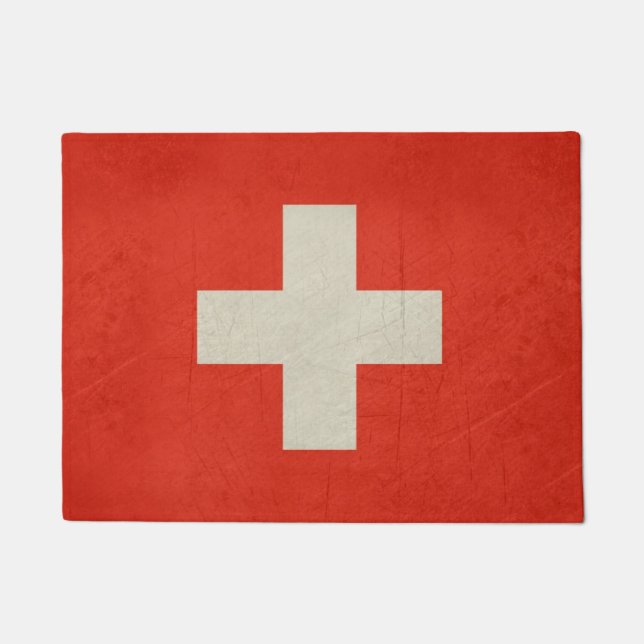 Souveräne Staatsflagge des Grunge von der Schweiz Fußmatte (Vorderseite)