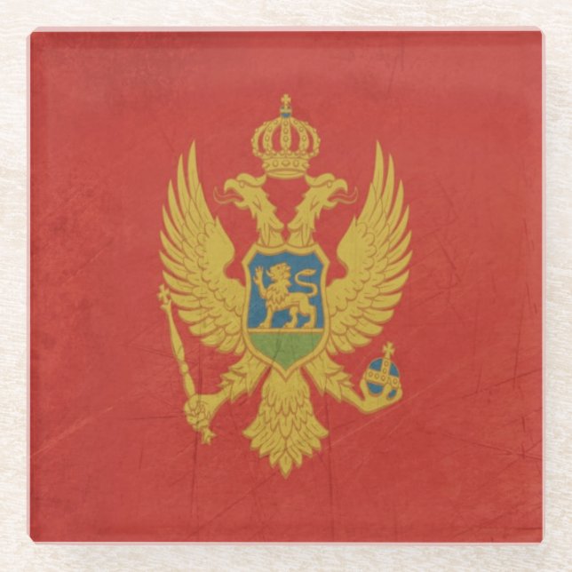 Souveräne Staatsflagge des Grunge von Montenegro Glasuntersetzer (Vorderseite)