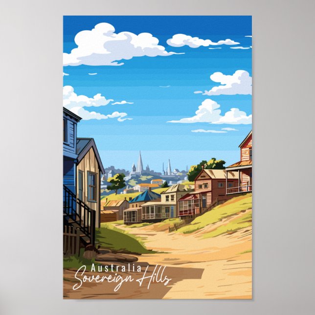 Souvereign Hills Australien Jahrgang Reise Ort Poster (Vorne)