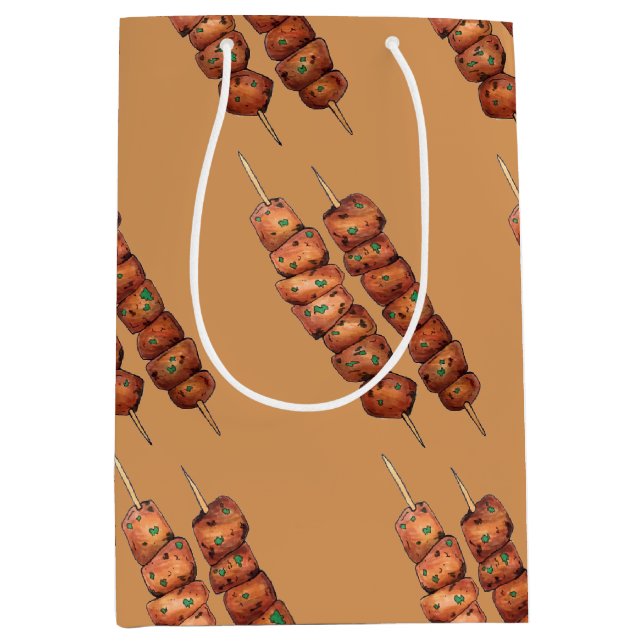 Souvlaki Fleisch Schweinefleisch Skewer Griechisch Mittlere Geschenktüte (Vorderseite)