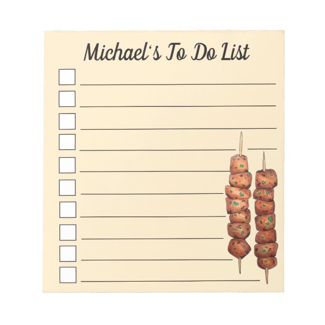 Souvlaki Fleisch Schweinefleisch Skewer Griechisch Notizblock (Vorderseite)