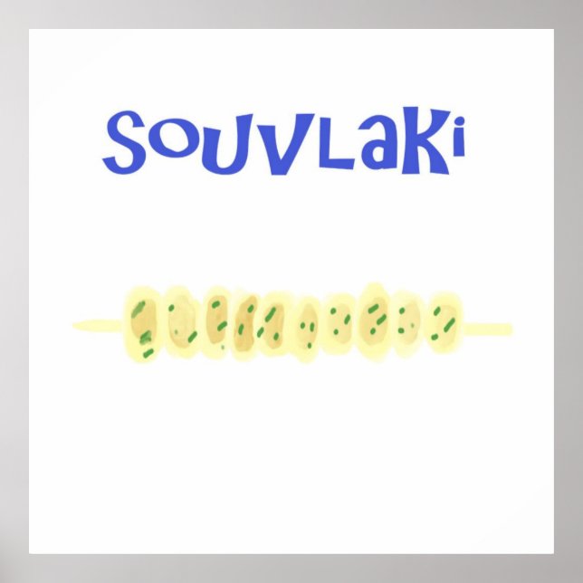 Souvlaki Griechen-Malerei Kunst Poster (Vorne)