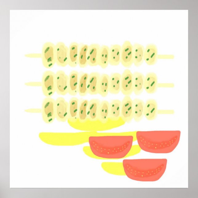 Souvlaki Griechen-Malerei Kunst Poster (Vorne)