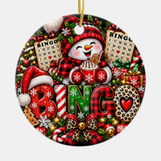 Soviel Spaß bei Bingo Weihnachts Schneemann Keramik Ornament