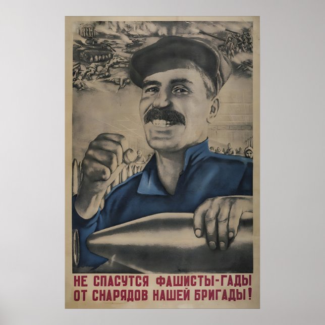 Soviet Propaganda Poster The fascist villains will (Vorne)