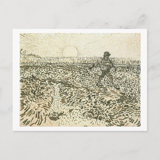 Sower mit Setting Sun, Van Gogh Fine Art Postkarte (Vorderseite)