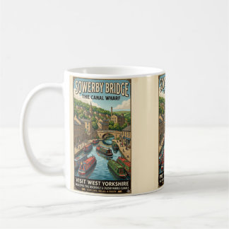 Sowerby Bridge Canal Wharf Reiseplakat Kaffeetasse