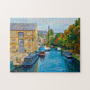 Sowerby Bridge Kanalbassin im Vintage-Stil Kunstpr Puzzle