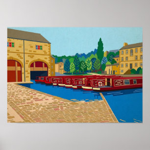 Sowerby Bridge Kanalbassin Matisse-Stil-Kunst Poster