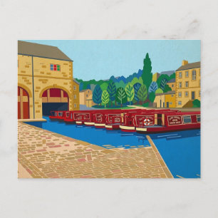 Sowerby Bridge Kanalbassin Matisse-Stil-Kunst Postkarte