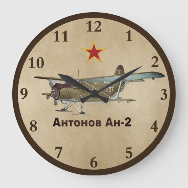Sowjetanonov AN-2-Flugzeug Große Wanduhr (Vorderseite)