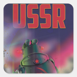 Sowjetisch Sowjets russische Cartoon Reise Poster Quadratischer Aufkleber