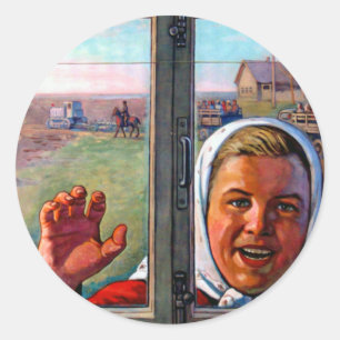Sowjetische Agrarpropaganda Runder Aufkleber