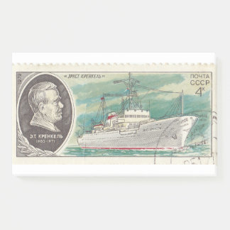 sowjetische Briefmarke mit Schiff Ernest Krenkel Post-it Klebezettel