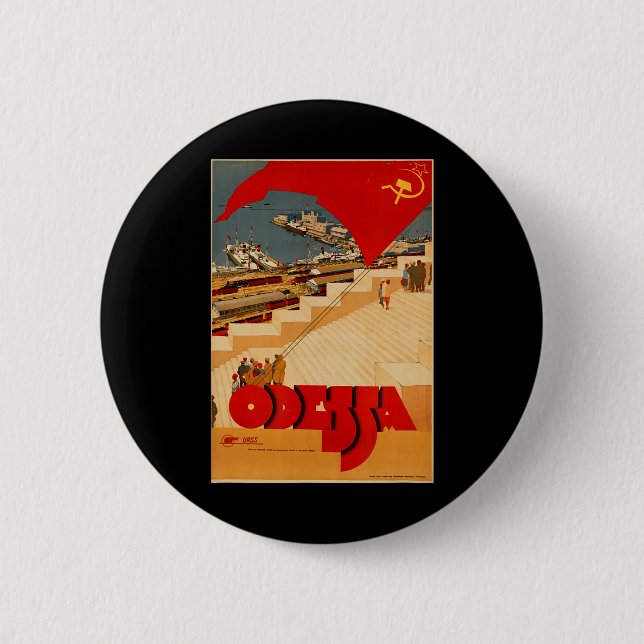Sowjetische Odessa Ukraine Cccp Ussr Vintage Poste Button (Vorderseite)