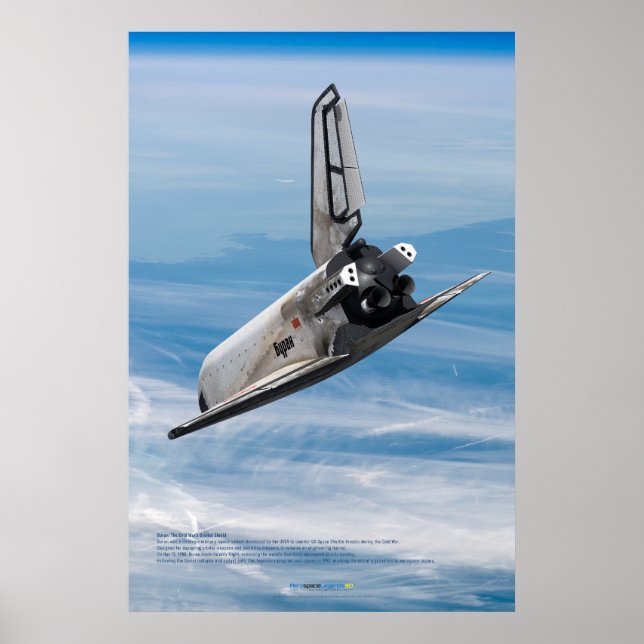 Sowjetisches Buran-Shuttle über dem Planeten Erde Poster (Vorne)