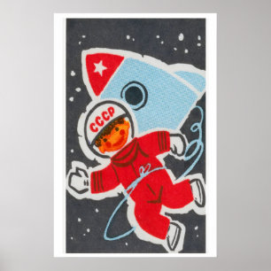 Sowjetisches Kind-Astronaut - Matchbox-Druck Poster