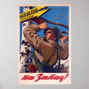 Sowjetisches Propagandaplakat Rote Armee nach West Poster