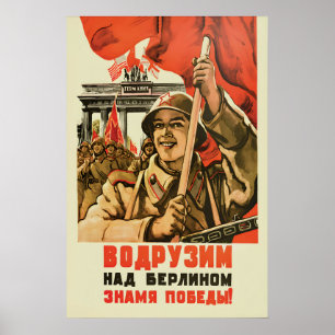 Sowjetisches Propagandaplakat -Sieg über Deutschla Poster