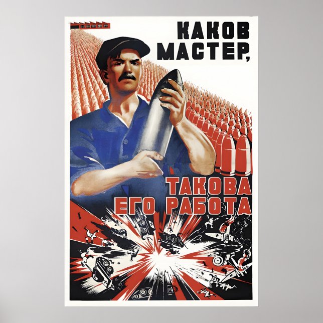 Sowjetisches Propagandaplakat WWII Rüstungsindustr Poster (Vorne)