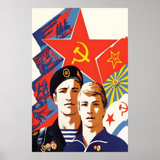 Sowjetisches Propagandaposter Armeeschule der Poster (Vorne)