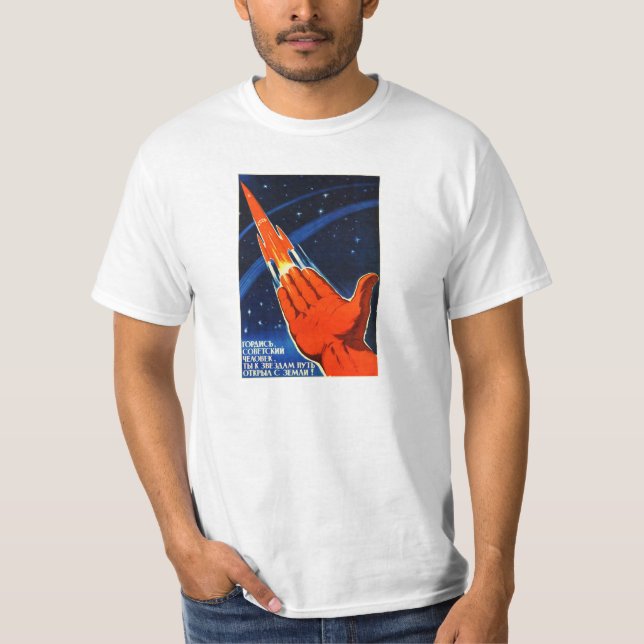 Sowjetisches Raum-Propaganda-Plakat-Shirt T-Shirt (Vorderseite)